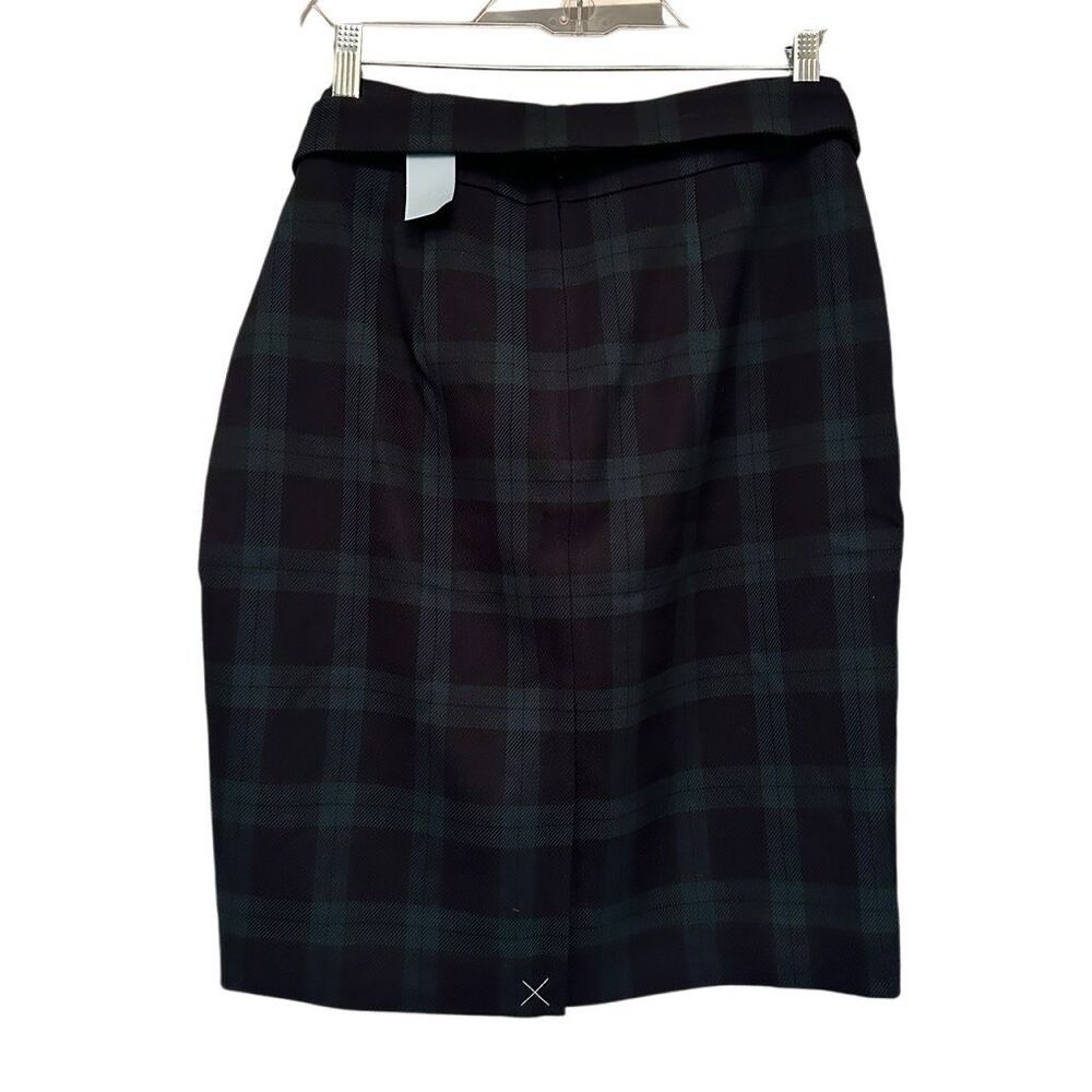 NWT Ann Taylor green/ navy plaid pencil skirt- size 8 - Picture 2 of 7